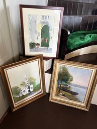 CL/3pcs - Framed Artwork Scenes: Gertrude Rose Brown Etc