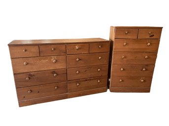 G/ 2pcs - Matching Light Weight Wooden Low And Tall Dressers