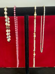 PS/ Bag 4pcs - Costume Jewelry - Faux Colored And Freshwater Pearl Necklaces