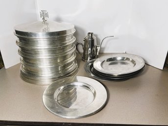 M/ Silver Plate Communion Tray Set With Glasses And Accessories