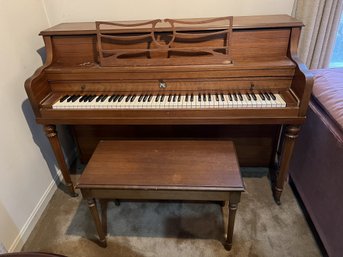 LR/ 2pcs - Upright Console Piano By Conserva And Sons With Matching Bench