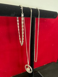 PS/ Bag 3pcs - Costume Jewelry - Sliver Metal Chain Necklaces - Sara Covent Etc