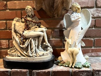 LR/ 2pcs - Lovely Figurine Lot: Pieta And Christmas Angel