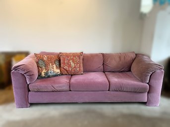 LR/3pcs - Dusty Rose Colored Sofa With 2 Matching Throw Pillows