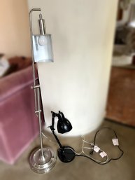 LR/ 2pcs - Brushed Metal Floor Lamp And Swing Arm Desk Lamp