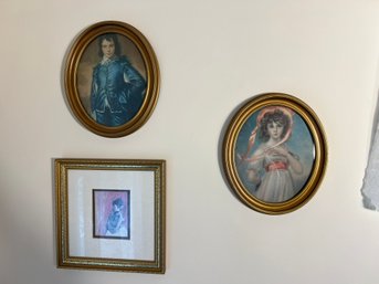 LR/ 3pcs - Collection Of Assorted Prints In Gold Colored Frames