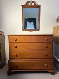 3B/ 2pcs - JO Vintage Colonial Style 4 Drawer Wood Dresser & Mirror