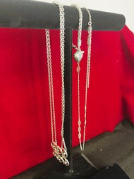 AB/ Bag 3pcs - Costume Jewelry - Chunky Silver Tone Necklaces And Bracelet