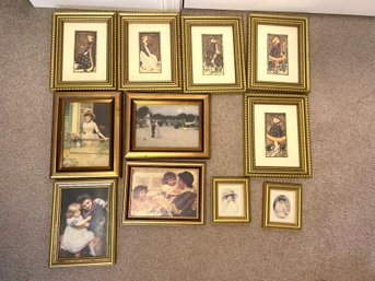 2H/ 11pcs - Small Framed Art: 5 Court Figures, 6 Victorian Women