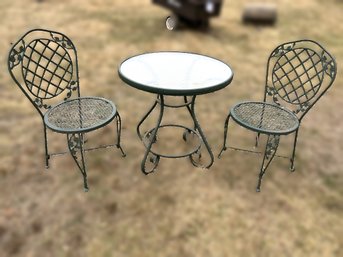 G/ 3pcs - Hunter Green Wrought Iron Bistro Set