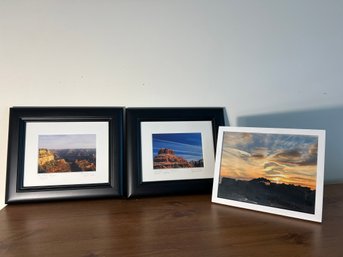 O/ 3pcs - Great Framed Photos: 2 Sedona AZ, Huge Sunset In The West (?)