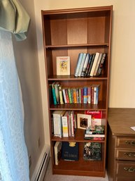 O/ Tall Bookcase W 3 Adjustable & 2 Fixed Shelves And Books - Fiction, Gardening, Cooking Etc