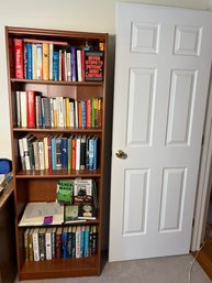 O/ Tall Bookcase W 3 Adjustable & 2 Fixed Shelves And Books - Fiction, Nonfiction Etc