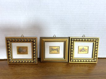 2H/ 3pcs - Framed Mini Artwork - Italian Landmarks - 23K Gold Leaf