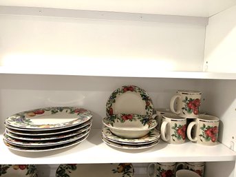 K/ Shelf Of 17pcs Sakura 'Sonoma' Ceramic Dinnerware - Beautiful Vibrant Colors