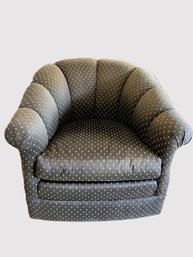 G/ Swivel Rocker Club Chair By Sherrill Furniture Co. - Brown Fabric W Ivory Fleur Di Lis Pattern