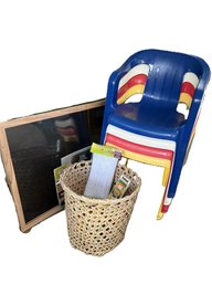 SP/ 3pcs - Kids Bundle: Chalkboard, Chairs, Art Supplies: Crayola Etc