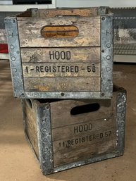 CS/ 2pcs - Vintage Hood Milk Crates - Metal Frames With Wood Sides