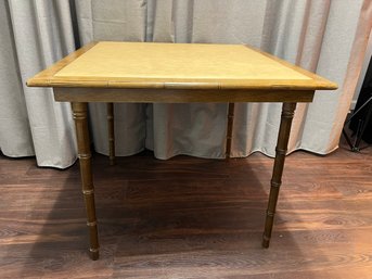 AD/ MCM Solid Wood Padded Top And Bamboo Style Legs Folding Card Table