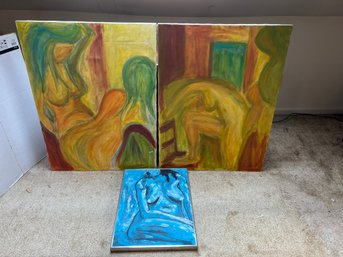 3FL/ 3pcs - Paint On Canvas Artwork: Nude Studies