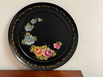 AD/ Beautiful 23' Vintage Tole Tray With Painted Flowers - 'Fine Arts Studio'