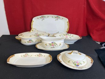 JO/ 6pcs - Pretty Floral Vintage Czech Epiag-aich China - Budapest Pattern Serving Pieces