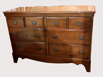 C/ 8 Drawer Low Wood Dresser With Dovetail Drawers And Metal Pulls