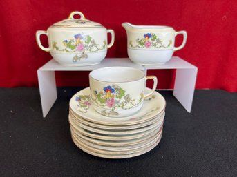 JO/ 11pcs - Pretty Floral Vintage Czech Epiag-aich China - Budapest Pattern Tea Pieces