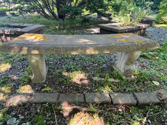 FY/ 3pcs - Curved Concrete Garden Bench With Lions Paw Pedestals