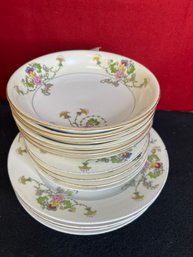 JO/ 15pcs - Pretty Floral Vintage Czech Epiag-aich China - Budapest Pattern Place Settings