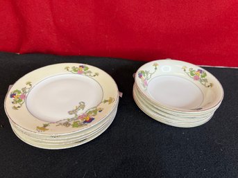 JO/ 10pcs - Pretty Floral Vintage Czech Epiag-aich China Budapest Pattern - Dessert Pieces