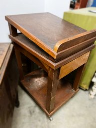 M/ Vintage Rolling Drawing Table - Lectern - Podium: Deep Front Drawer On Custom Sliders-Guides