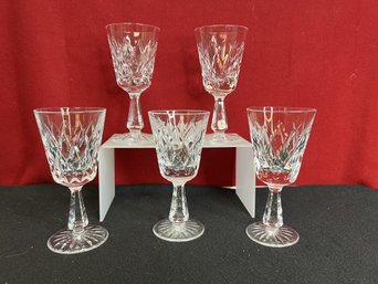 JO/ 5pcs - Waterford Small Crystal Wine Glasses - Kinsale (?)