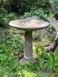 FY/ 2 Piece Large Concrete Bird Bath - Bottom Of Bowl Has A Pretty Scalloped Design