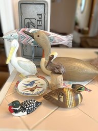 SR/ Cabinet 8pcs - Birds, Pelican, Harkness Decoy, Small Oriental Bird Dish