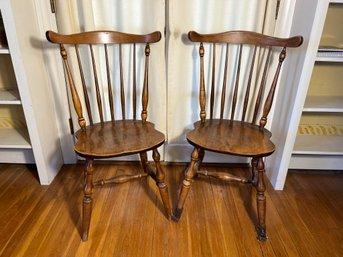 LR/ 2 Moosehead Wood Spindle Back Side Chairs