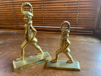 K2/ 2pcs - Pair Of Small And Medium Vintage Brass Hessian Soldier Door Stops - VA Metal Crafters