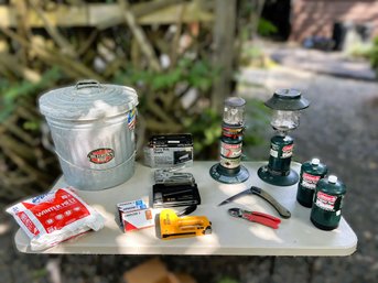 FY/ 15pcs - Mixed Outdoor Lot: Coleman Lanterns, Galvanized Bucket Etc