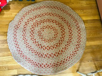 2D/ 44' Round Braided Rug - Coral, Peach And Taupe/Grey