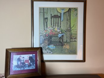 2D/ Wood Framed Norman Rockwell Prints - Spring Flowers And Family Grace