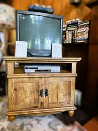 LR/ 3pcs - Sony TV, DVD/VHS Player, Media Cabinet And DVD VHS Movies