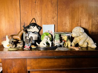 LR/ Assorted Animal Figures: Dogs, Ducks, Raccoons Etc: Lenox, Aynsley Etc