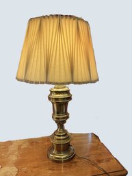 LR/ Beautiful Heavy Brass Stiffel Lamp With Pinch Pleat Shade