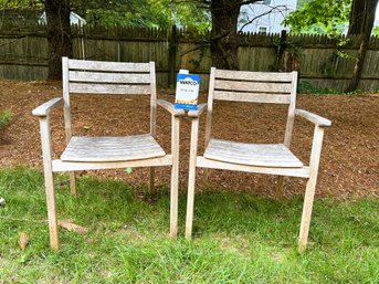 BY/ 3pcs - 2 Gloster Teak Outdoor Patio Chairs And 1 Pint Can Of Watco Teak Oil