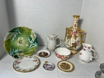 K/ 9pcs - Assorted Lovely Vintage Porcelain: Royal Bonn,coalport, Royal Albert, Limoges, Saxe Altenburg  Etc