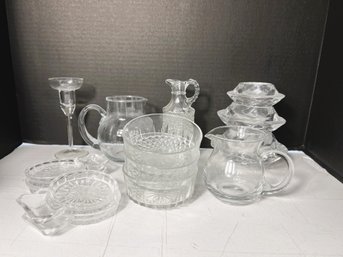 K/ 14pcs - Assorted Glass Small Serve Ware And Candleholders