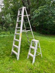 SH/ 2 Aluminum Step Ladders - Werner Craftmaster 5'8' Model #408 & Smaller 34'h No Brand