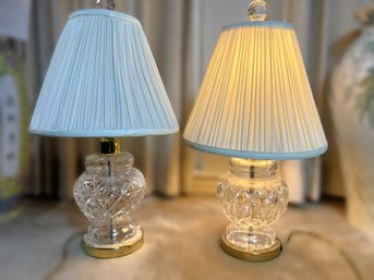 DR/ 2pcs - Waterford (?) Crystal Table Lamps With Crystal Ball Finials