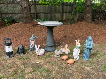 BY/ 12pcs - Bird Bath And Assortment Of Lawn Ornaments: Sandra Brue, Nantucket Etc