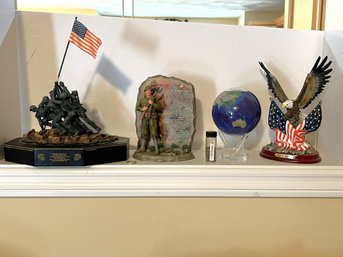 LR/ 5pcs - Military/Marines - USA Collectibles: Sculptures, Iwo Jima Sand Etc